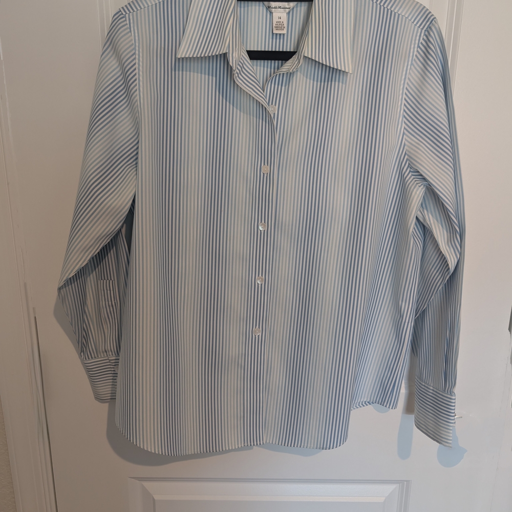 Talbots Blue and White Striped Dress Shirt